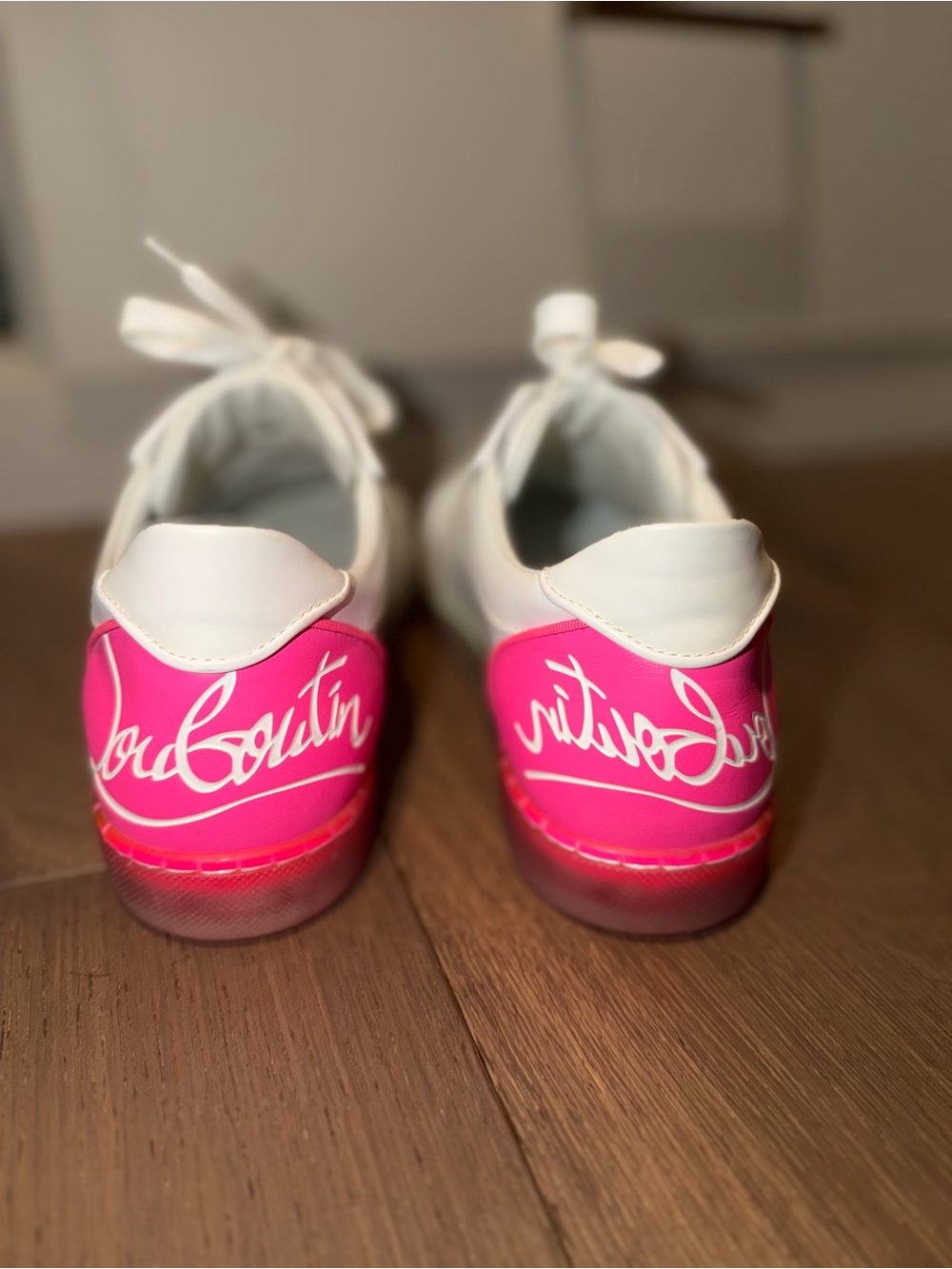 Authentic Christian Louboutin Sneakers with Pink Heel Accent - Picture 2 of 4